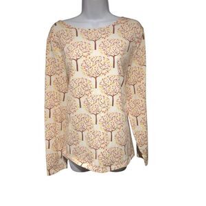 Talbots Women White w/Tree & Floral Print Cotton Jersey Knit Blouse size 2X